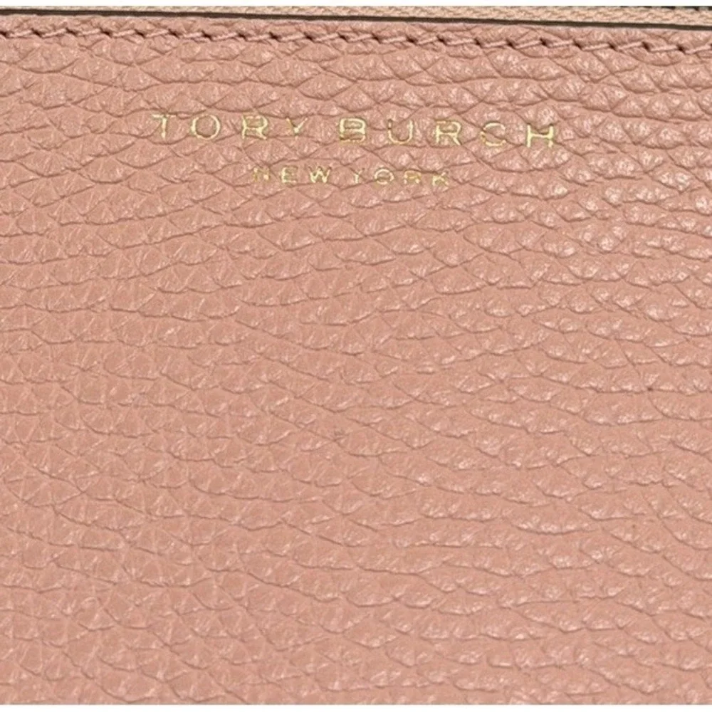 Tory Burch Women's Pink Pebbled Thea Flat Wallet Preppy Chic 7in X 4in